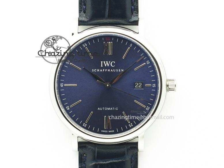 Portofino SCHAFFHAUSEN SS MKF 1:1 V2 Best Edition Blue Dial On Black Leather Strap A2892
