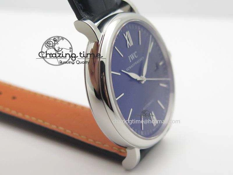 Portofino SCHAFFHAUSEN SS MKF 1:1 V2 Best Edition Blue Dial On Black Leather Strap A2892