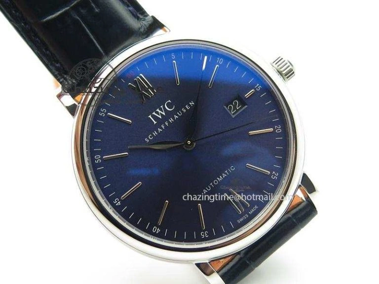 Portofino SCHAFFHAUSEN SS MKF 1:1 V2 Best Edition Blue Dial On Black Leather Strap A2892