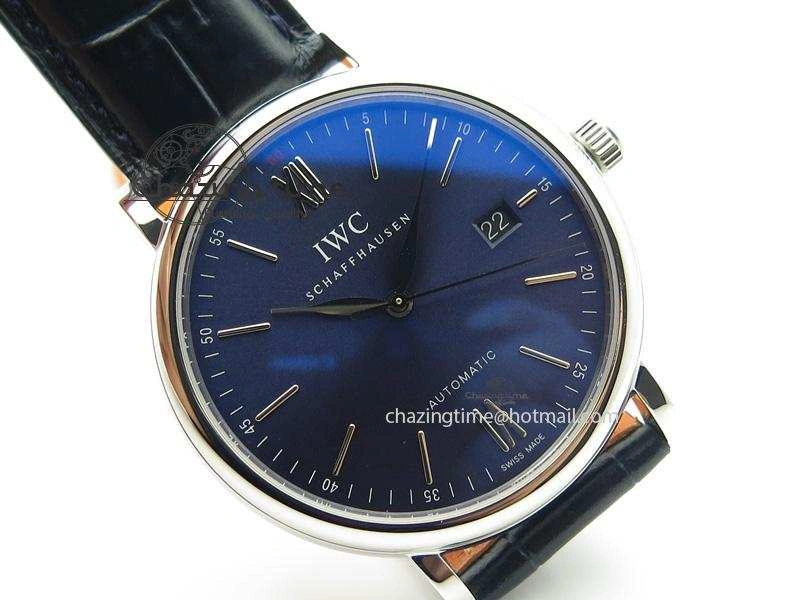 Portofino SCHAFFHAUSEN SS MKF 1:1 V2 Best Edition Blue Dial On Black Leather Strap A2892