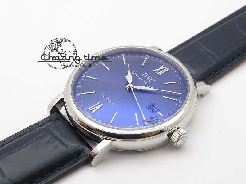 Portofino SCHAFFHAUSEN SS MKF 1:1 V2 Best Edition Blue Dial On Black Leather Strap A2892