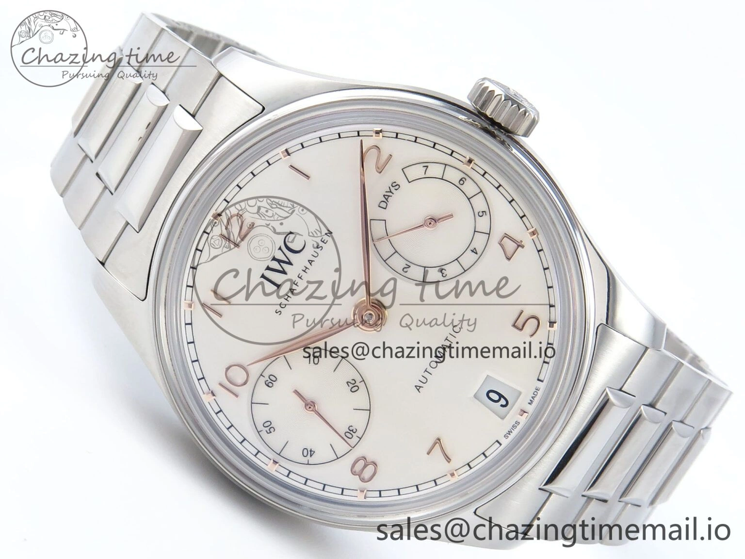 Portugieser Auto IWC0562A APSF 1:1 Best Edition White RG Dial on SS Bracelet A52010