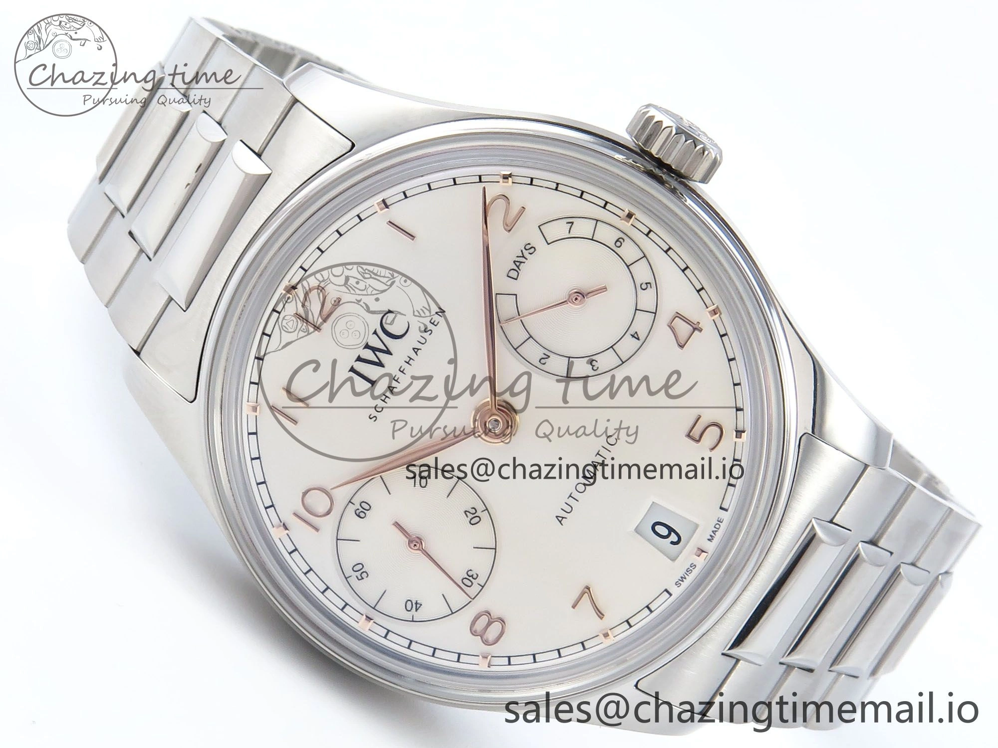 Portugieser Auto IWC0562A APSF 1:1 Best Edition White RG Dial on SS Bracelet A52010