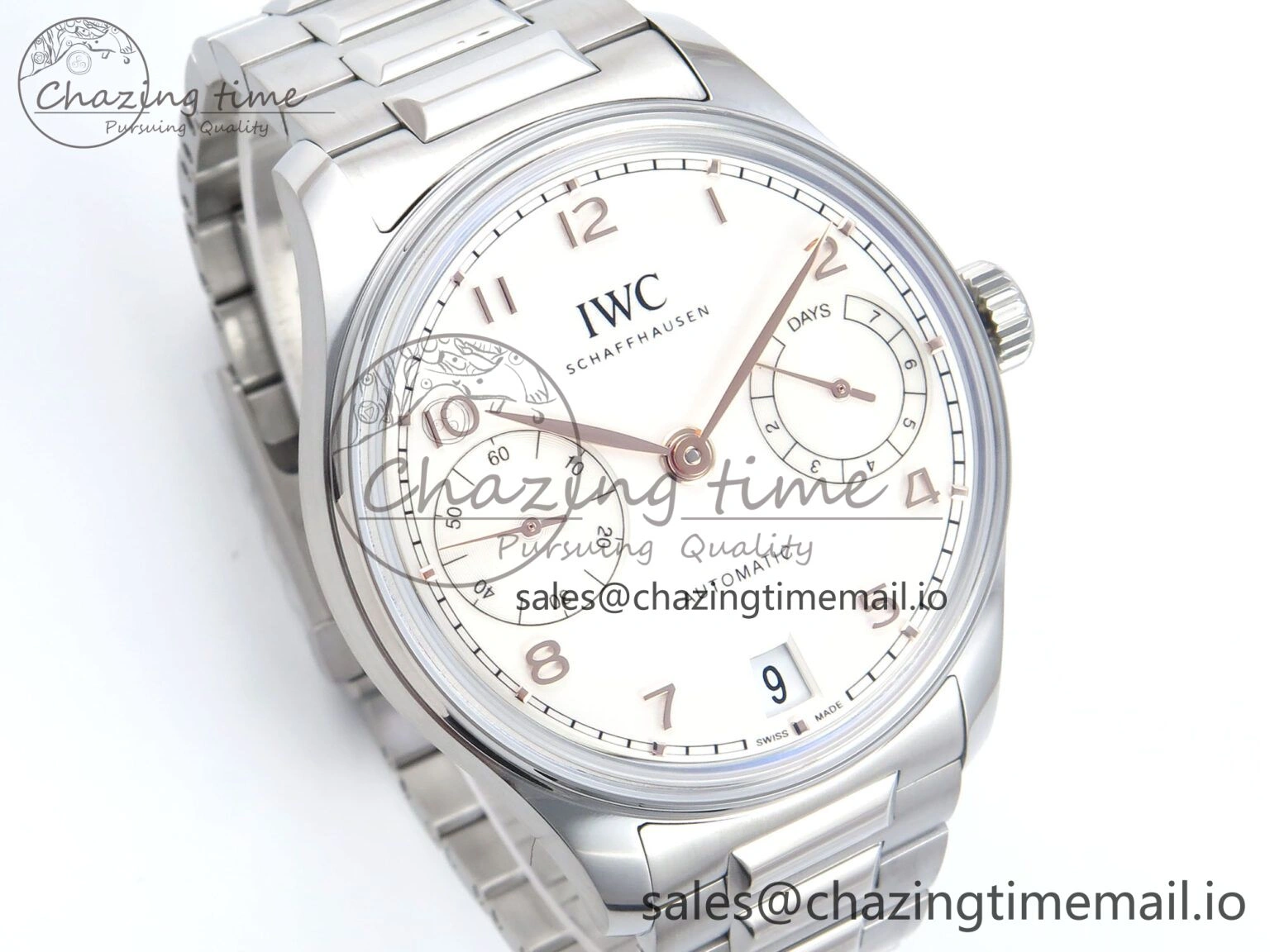Portugieser Auto IWC0562A APSF 1:1 Best Edition White RG Dial on SS Bracelet A52010