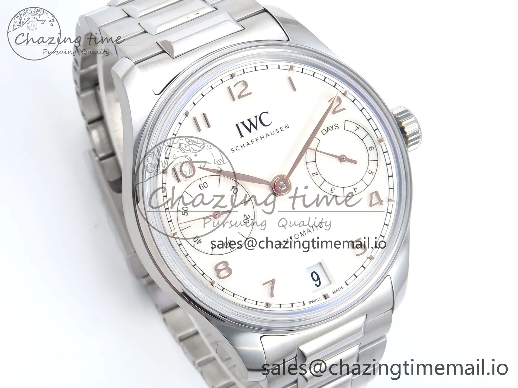Portugieser Auto IWC0562A APSF 1:1 Best Edition White RG Dial on SS Bracelet A52010