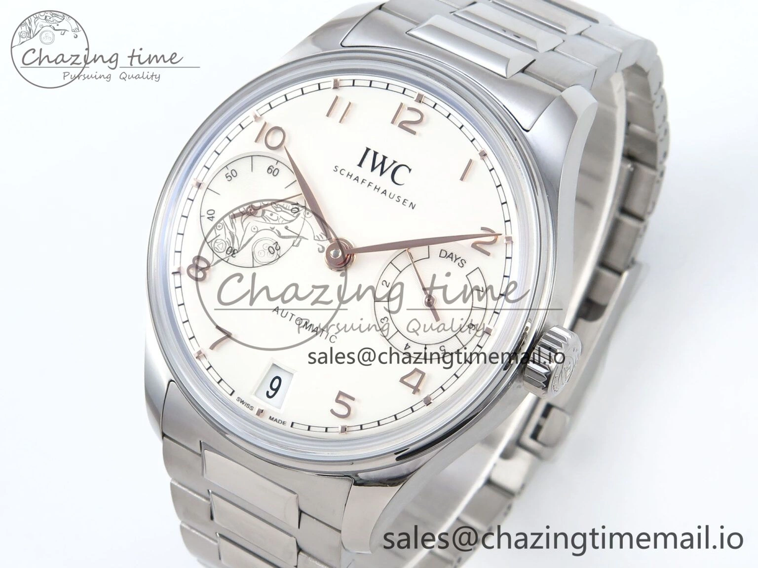 Portugieser Auto IWC0562A APSF 1:1 Best Edition White RG Dial on SS Bracelet A52010
