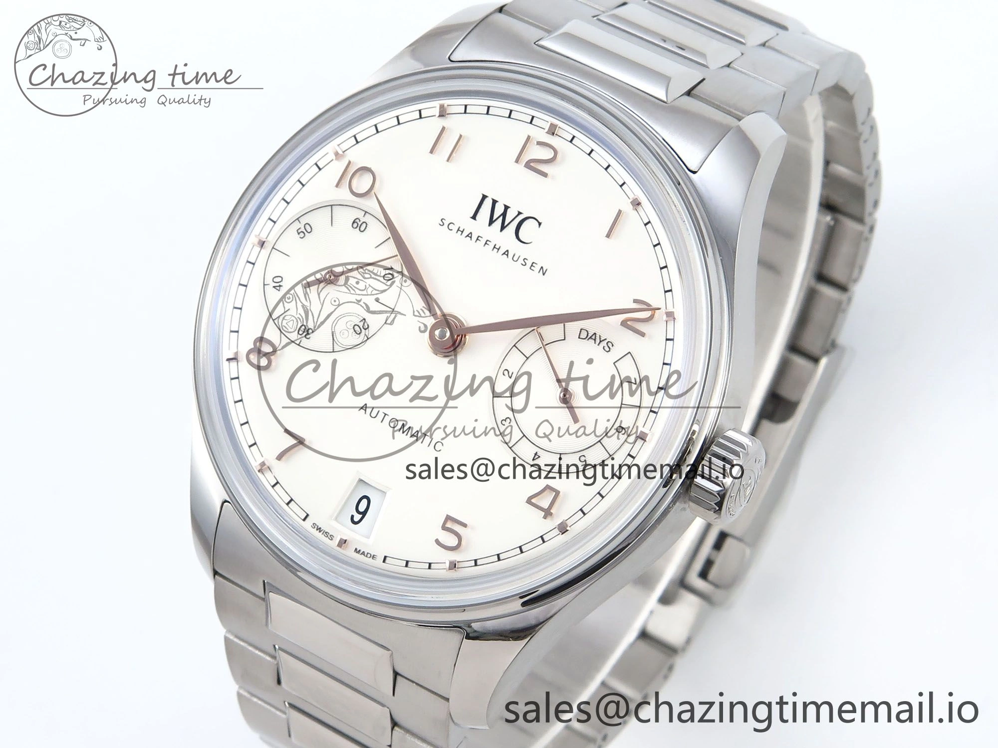 Portugieser Auto IWC0562A APSF 1:1 Best Edition White RG Dial on SS Bracelet A52010