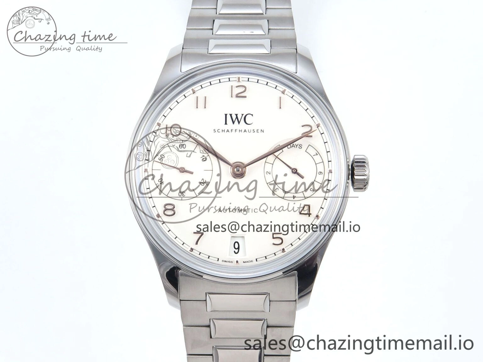 Portugieser Auto IWC0562A APSF 1:1 Best Edition White RG Dial on SS Bracelet A52010