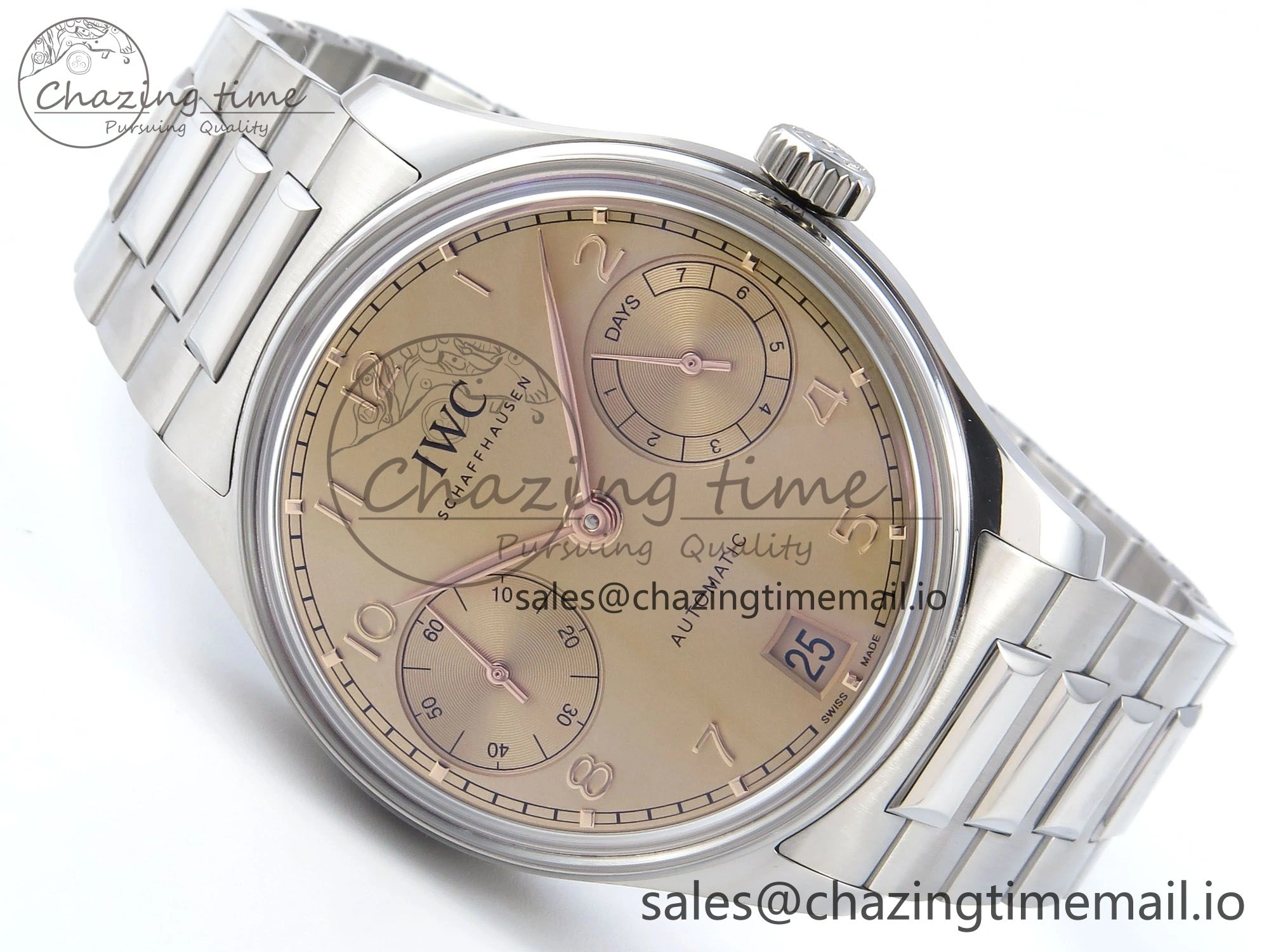 Portugieser Auto IWC0562B APSF 1:1 Best Edition Gold Dial on SS Bracelet A52010