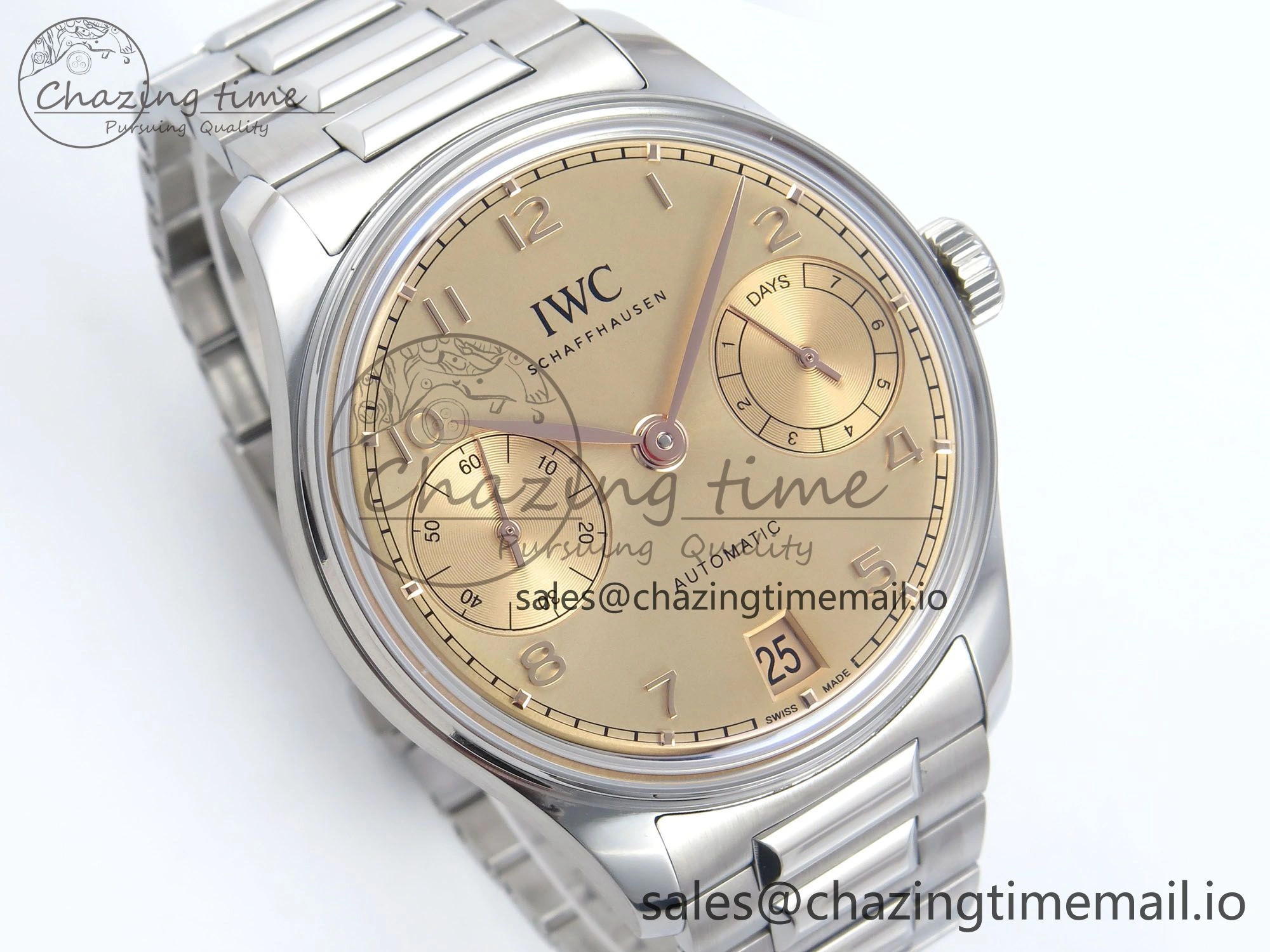 Portugieser Auto IWC0562B APSF 1:1 Best Edition Gold Dial on SS Bracelet A52010