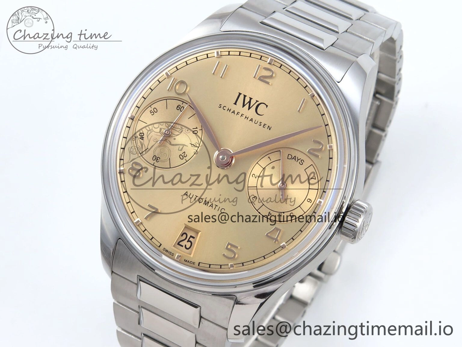 Portugieser Auto IWC0562B APSF 1:1 Best Edition Gold Dial on SS Bracelet A52010