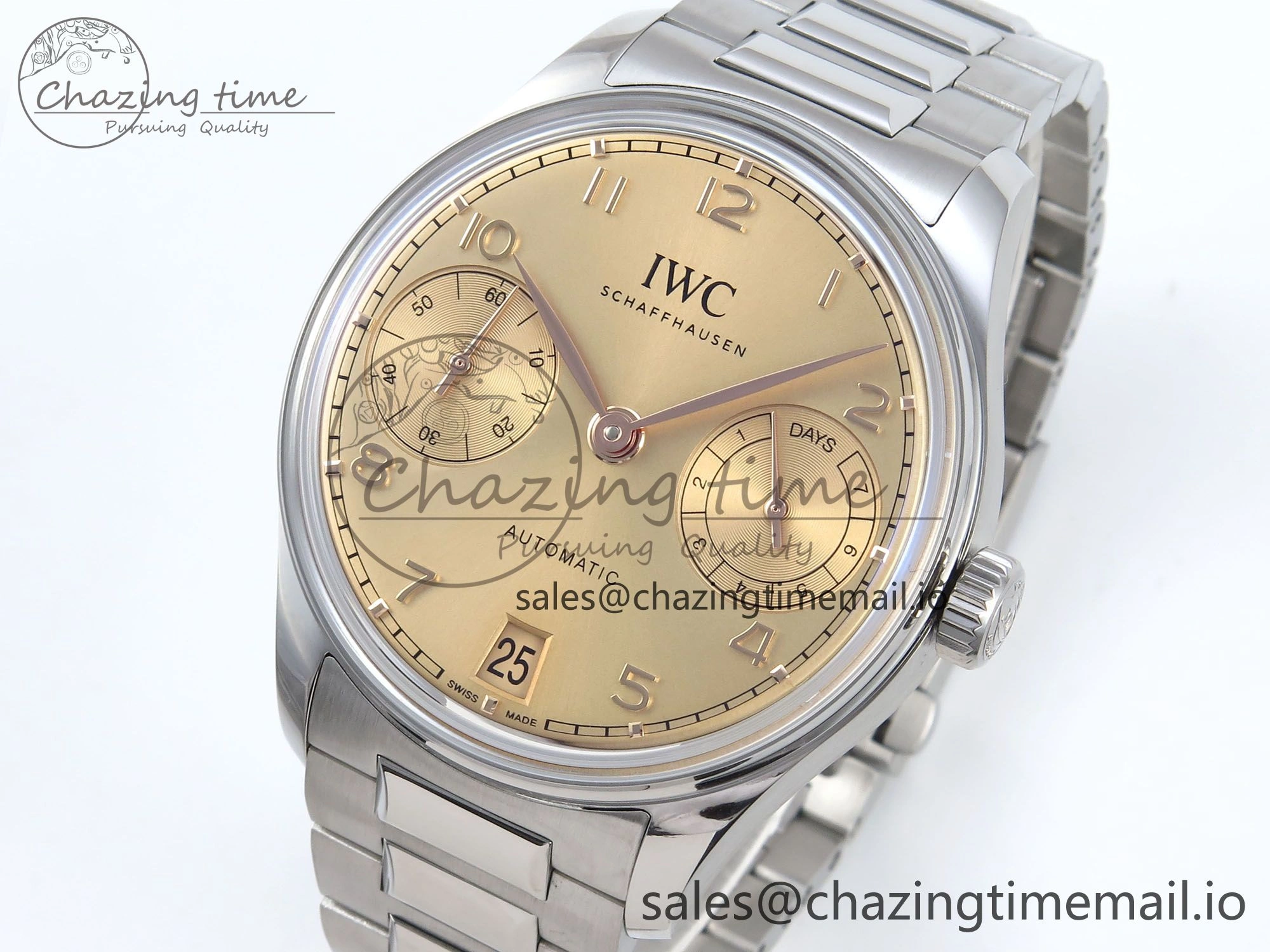 Portugieser Auto IWC0562B APSF 1:1 Best Edition Gold Dial on SS Bracelet A52010