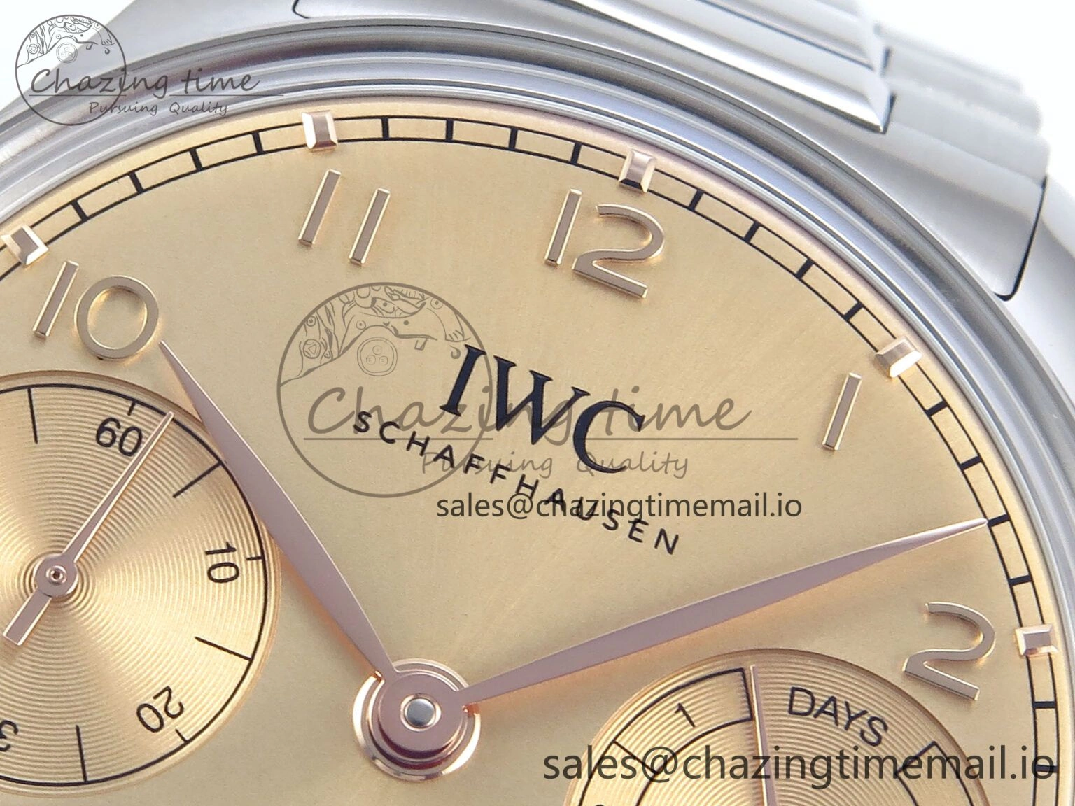 Portugieser Auto IWC0562B APSF 1:1 Best Edition Gold Dial on SS Bracelet A52010