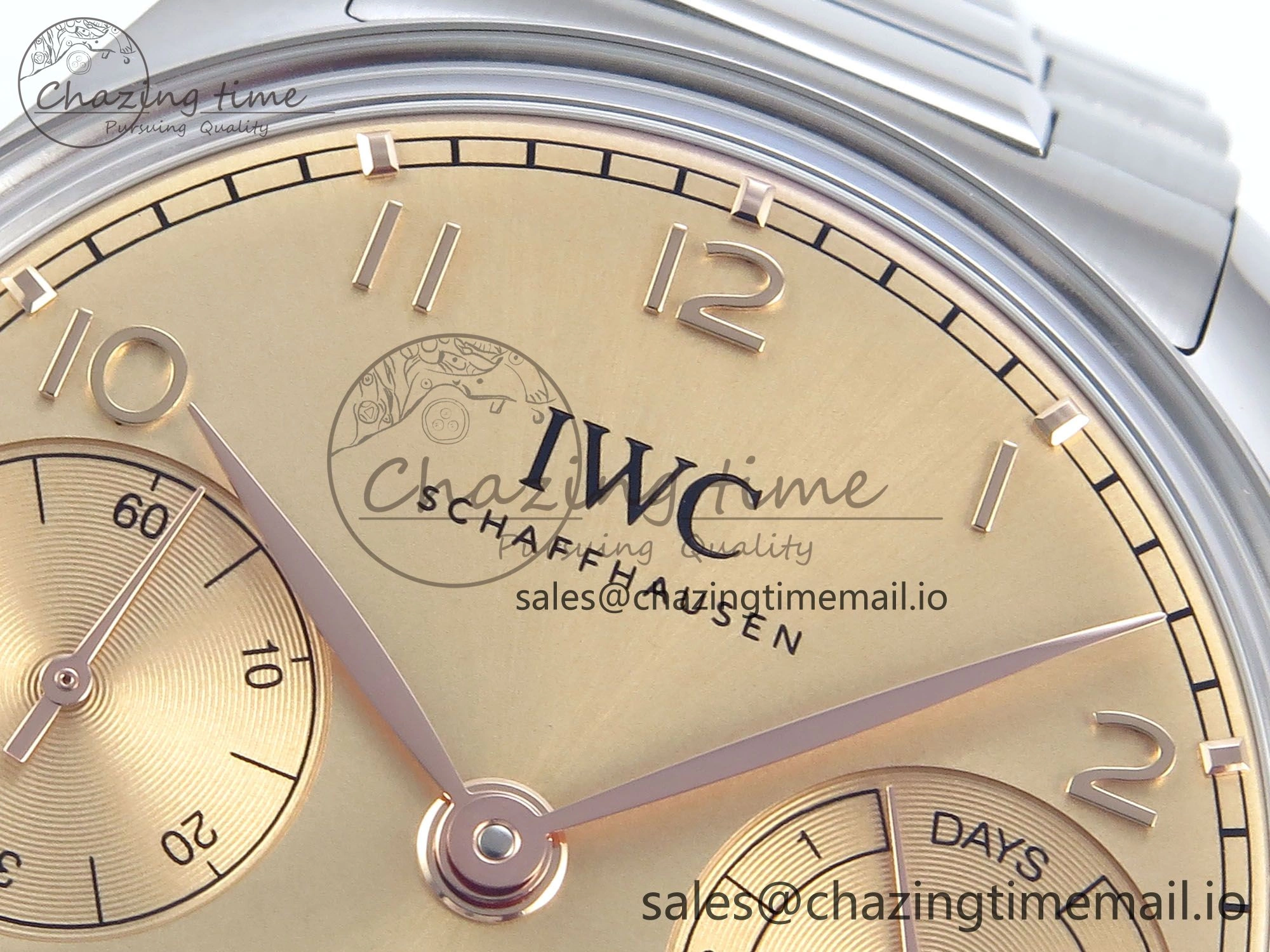 Portugieser Auto IWC0562B APSF 1:1 Best Edition Gold Dial on SS Bracelet A52010