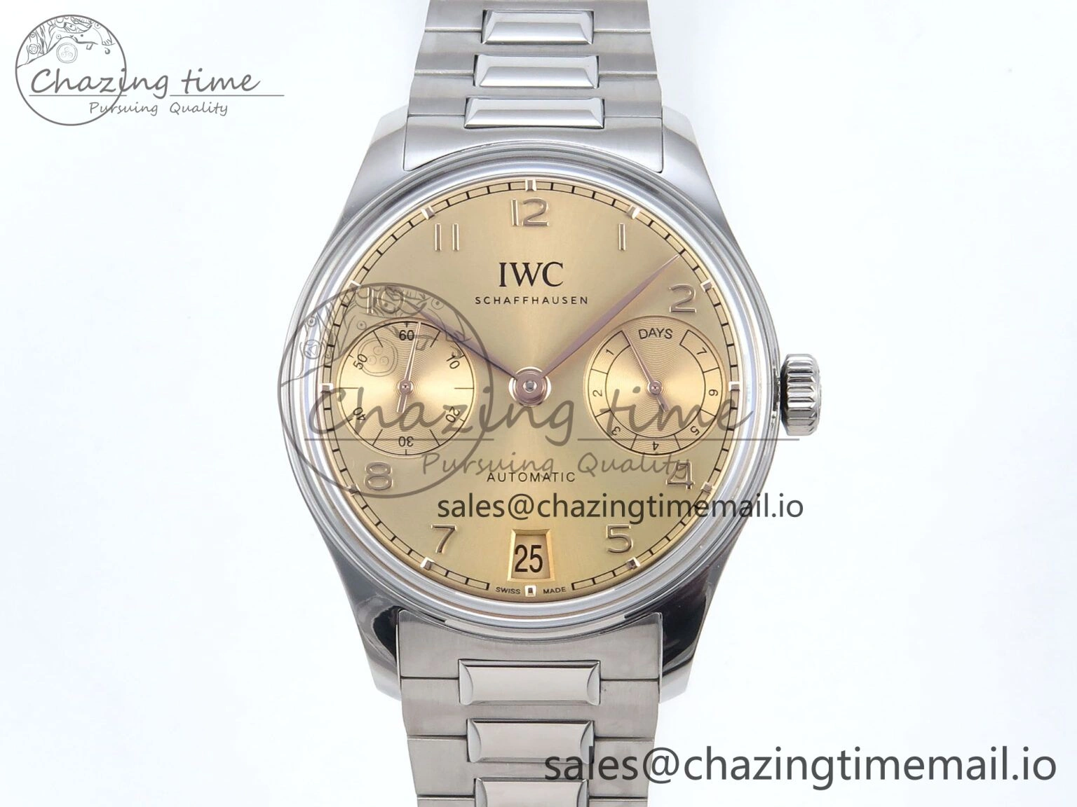 Portugieser Auto IWC0562B APSF 1:1 Best Edition Gold Dial on SS Bracelet A52010