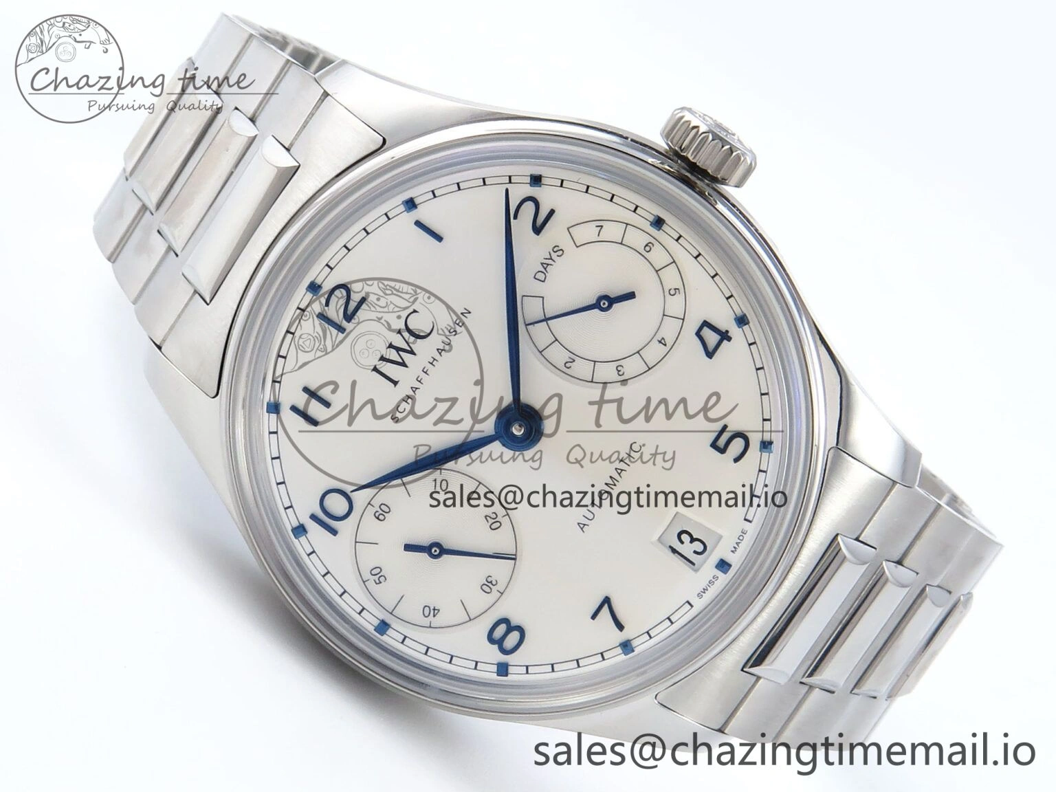 Portugieser Auto IWC0562C APSF 1:1 Best Edition White Blue Dial on SS Bracelet A52010