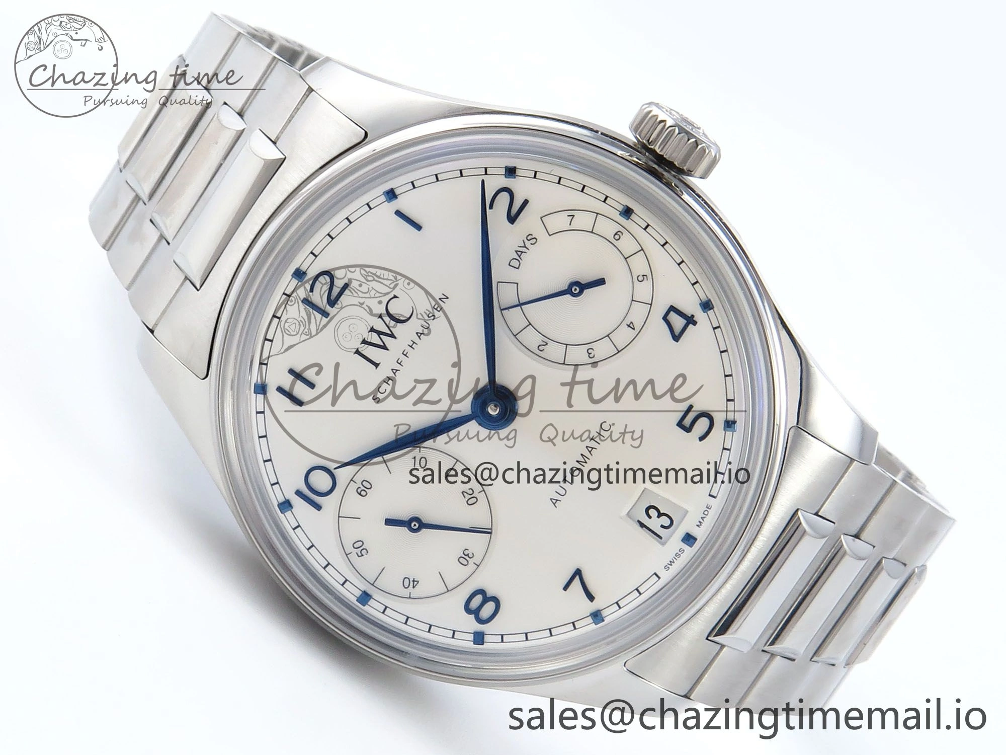 Portugieser Auto IWC0562C APSF 1:1 Best Edition White Blue Dial on SS Bracelet A52010
