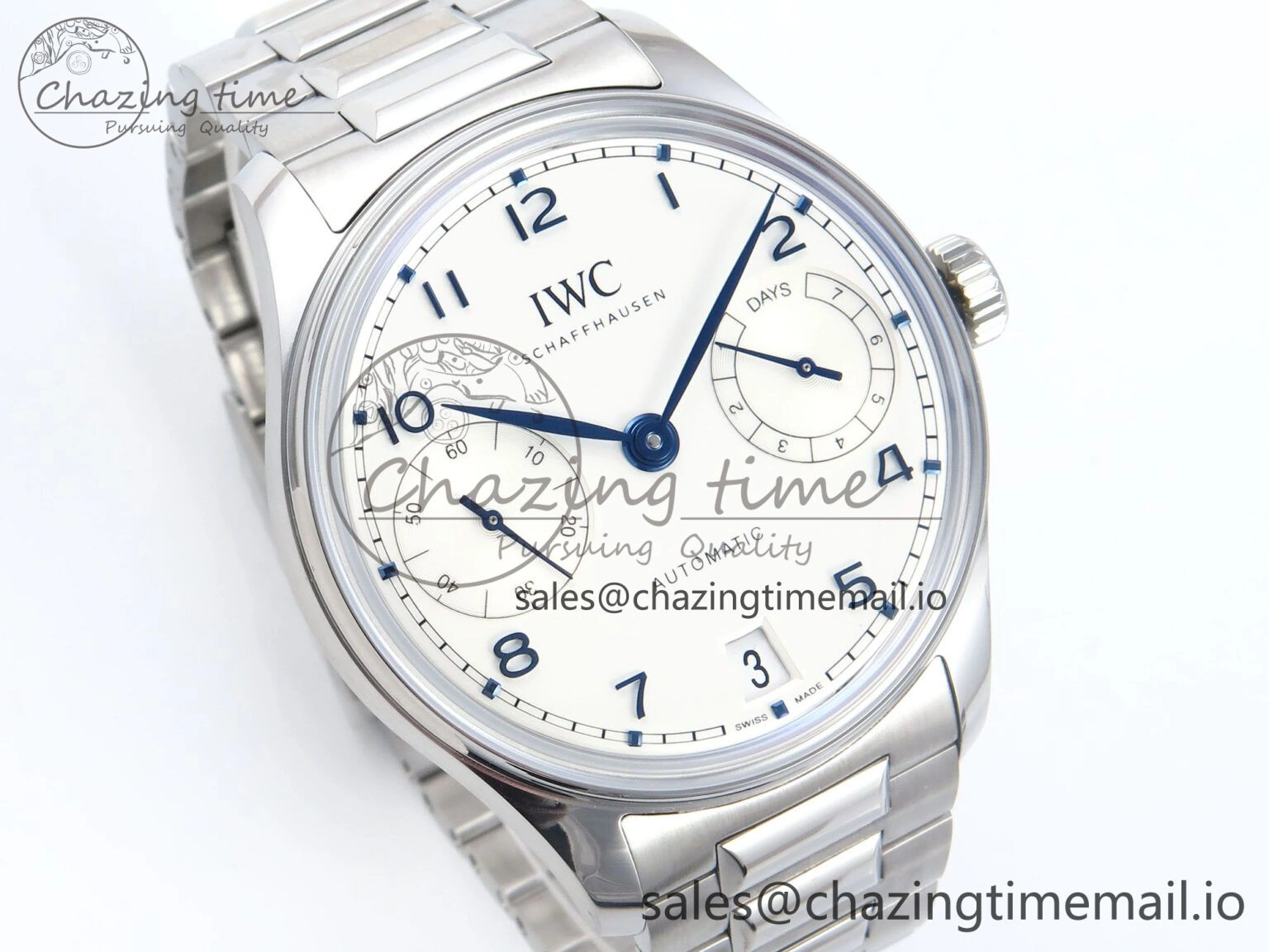 Portugieser Auto IWC0562C APSF 1:1 Best Edition White Blue Dial on SS Bracelet A52010