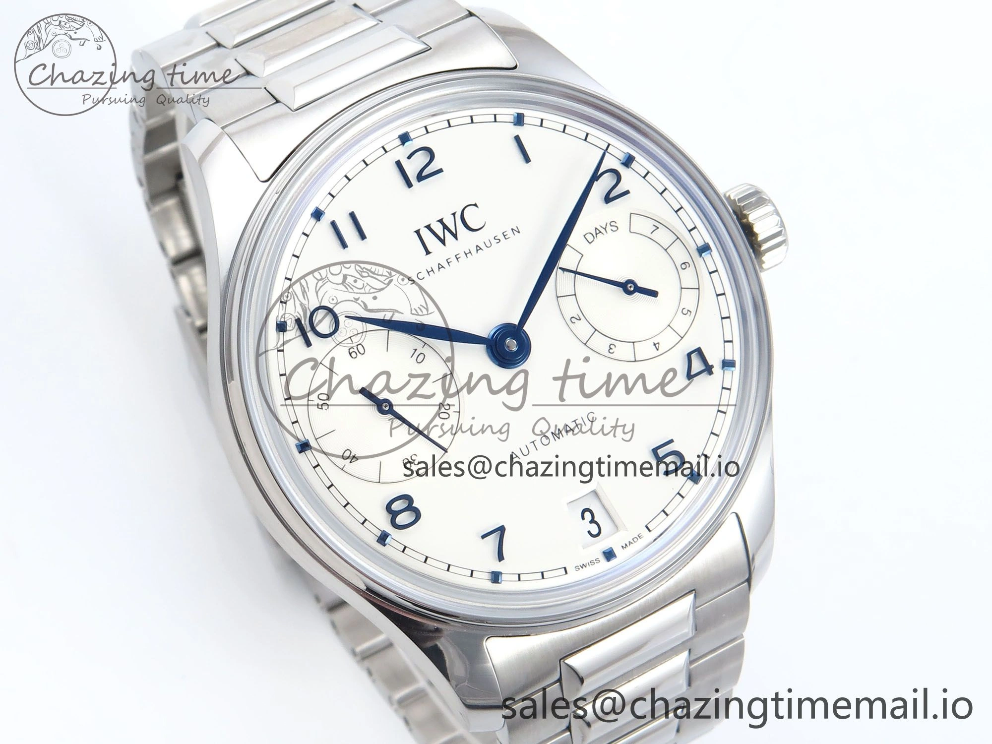 Portugieser Auto IWC0562C APSF 1:1 Best Edition White Blue Dial on SS Bracelet A52010