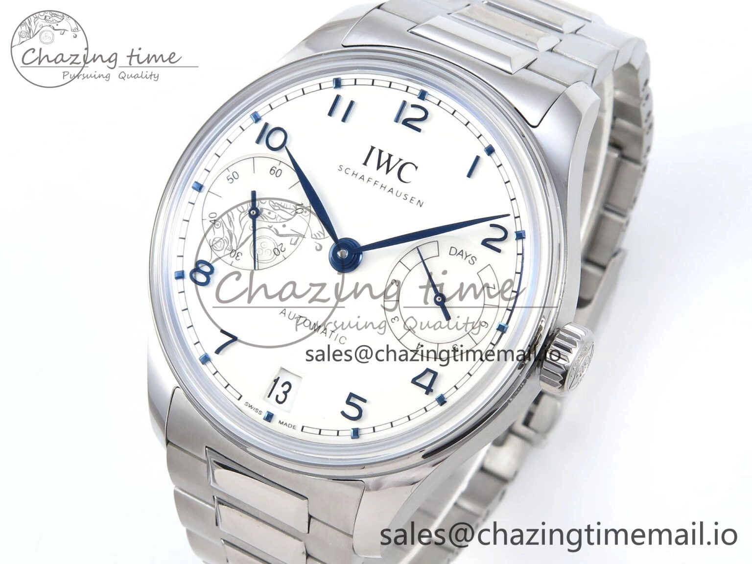 Portugieser Auto IWC0562C APSF 1:1 Best Edition White Blue Dial on SS Bracelet A52010