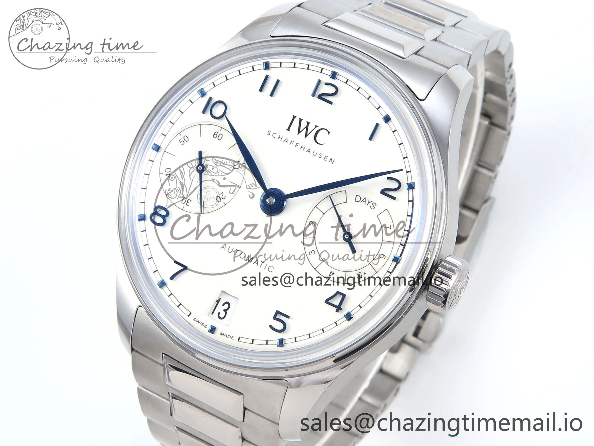 Portugieser Auto IWC0562C APSF 1:1 Best Edition White Blue Dial on SS Bracelet A52010