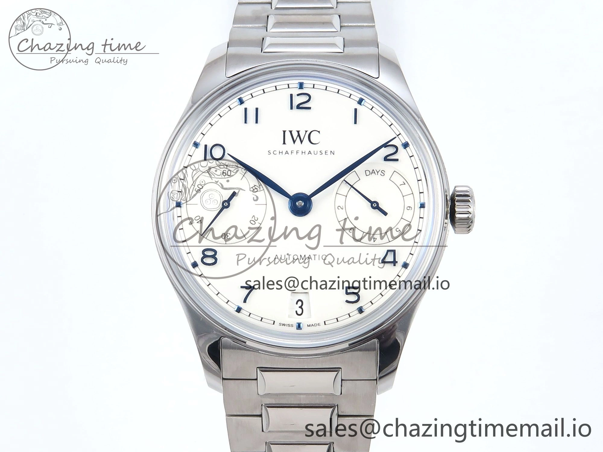 Portugieser Auto IWC0562C APSF 1:1 Best Edition White Blue Dial on SS Bracelet A52010