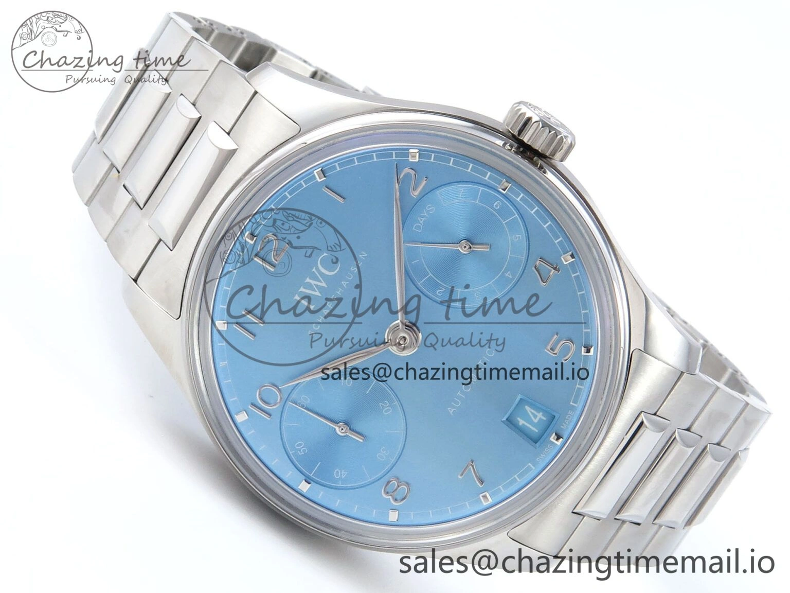 Portugieser Auto IWC0562D APSF 1:1 Best Edition Light Blue Dial on SS Bracelet A52010