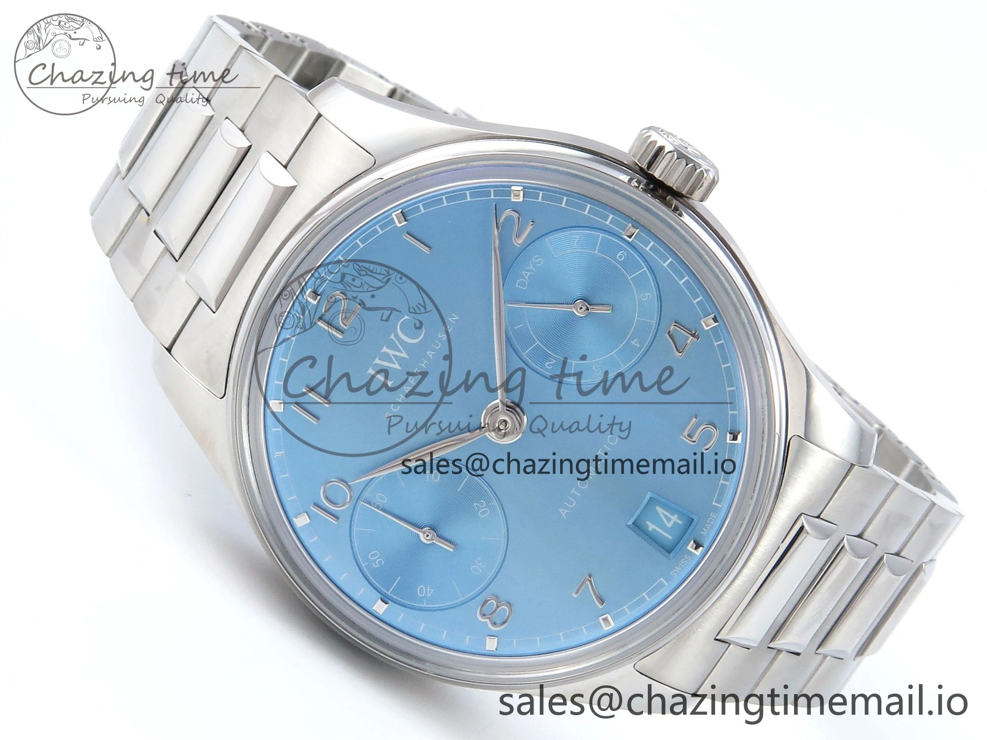 Portugieser Auto IWC0562D APSF 1:1 Best Edition Light Blue Dial on SS Bracelet A52010