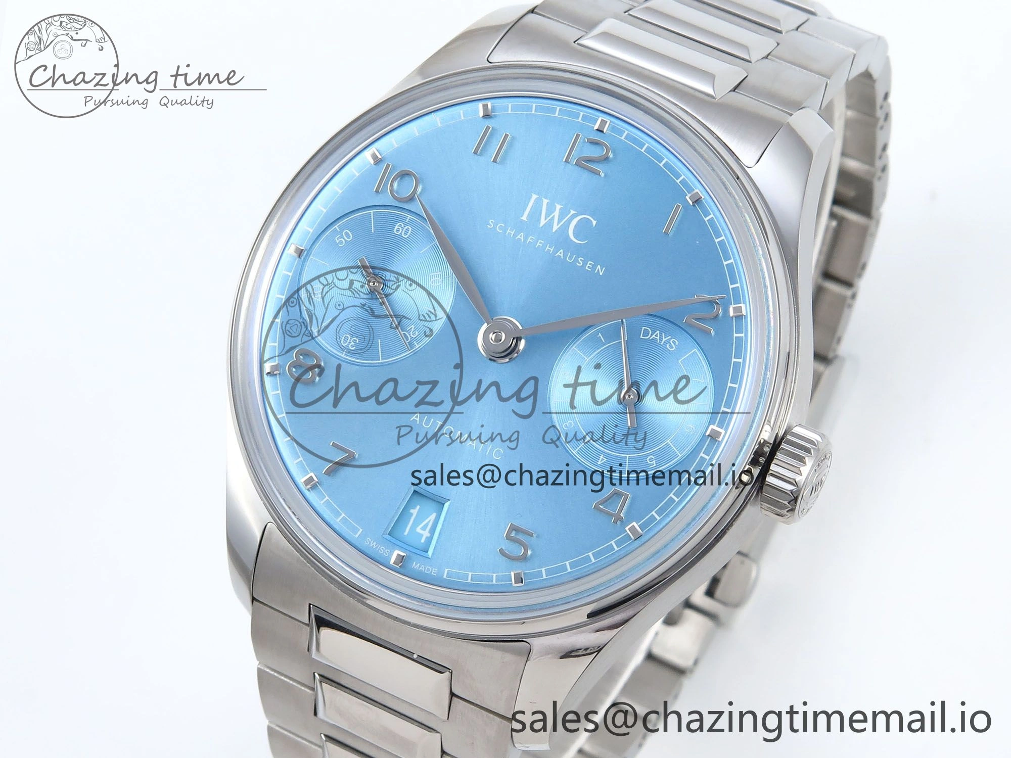 Portugieser Auto IWC0562D APSF 1:1 Best Edition Light Blue Dial on SS Bracelet A52010