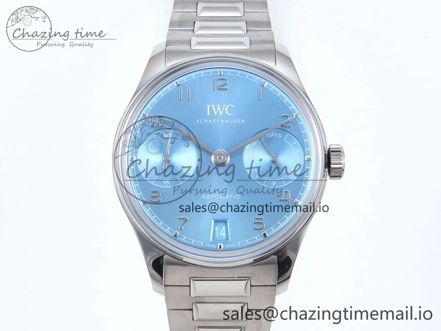 Portugieser Auto IWC0562D APSF 1:1 Best Edition Light Blue Dial on SS Bracelet A52010