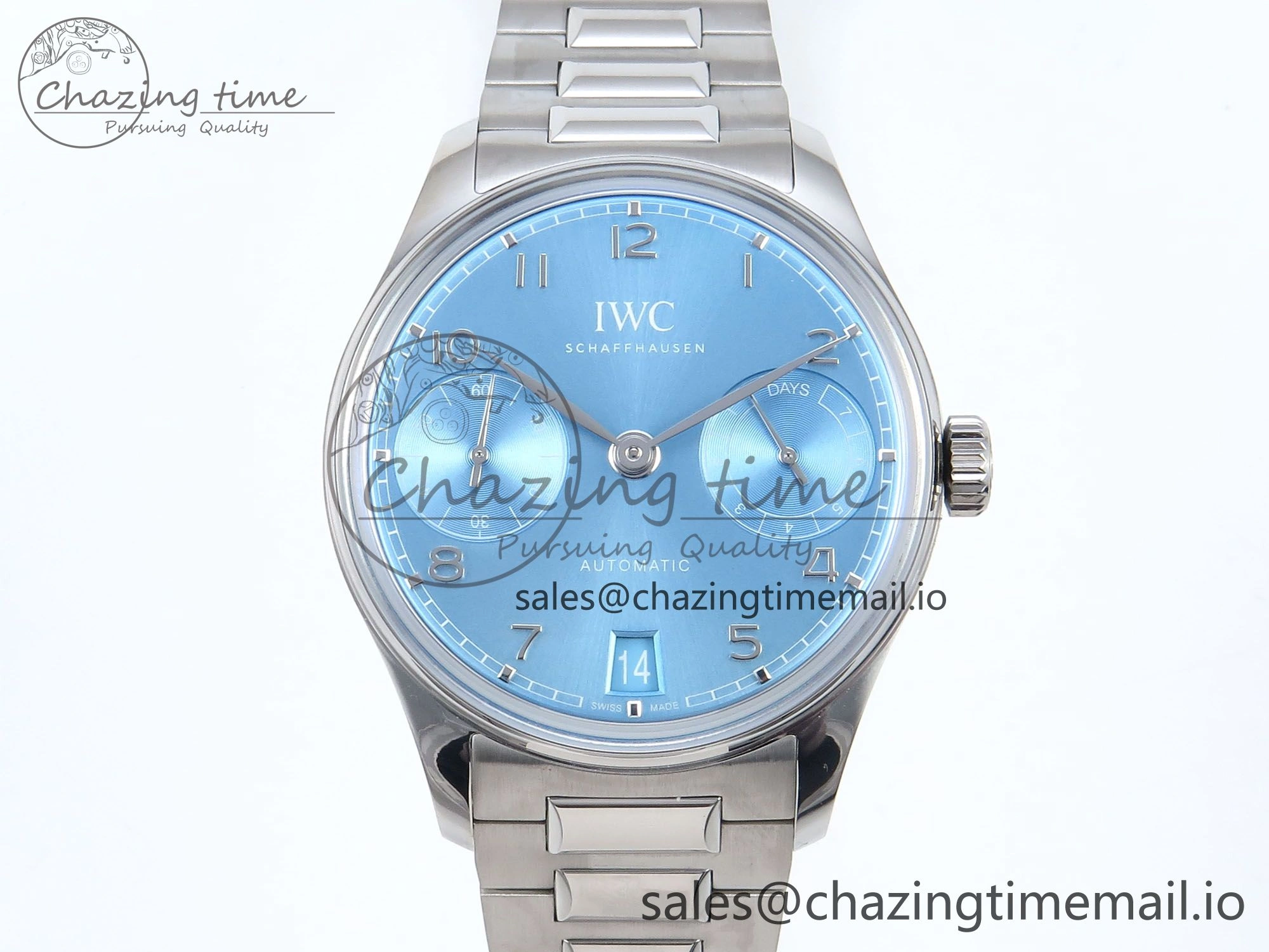 Portugieser Auto IWC0562D APSF 1:1 Best Edition Light Blue Dial on SS Bracelet A52010