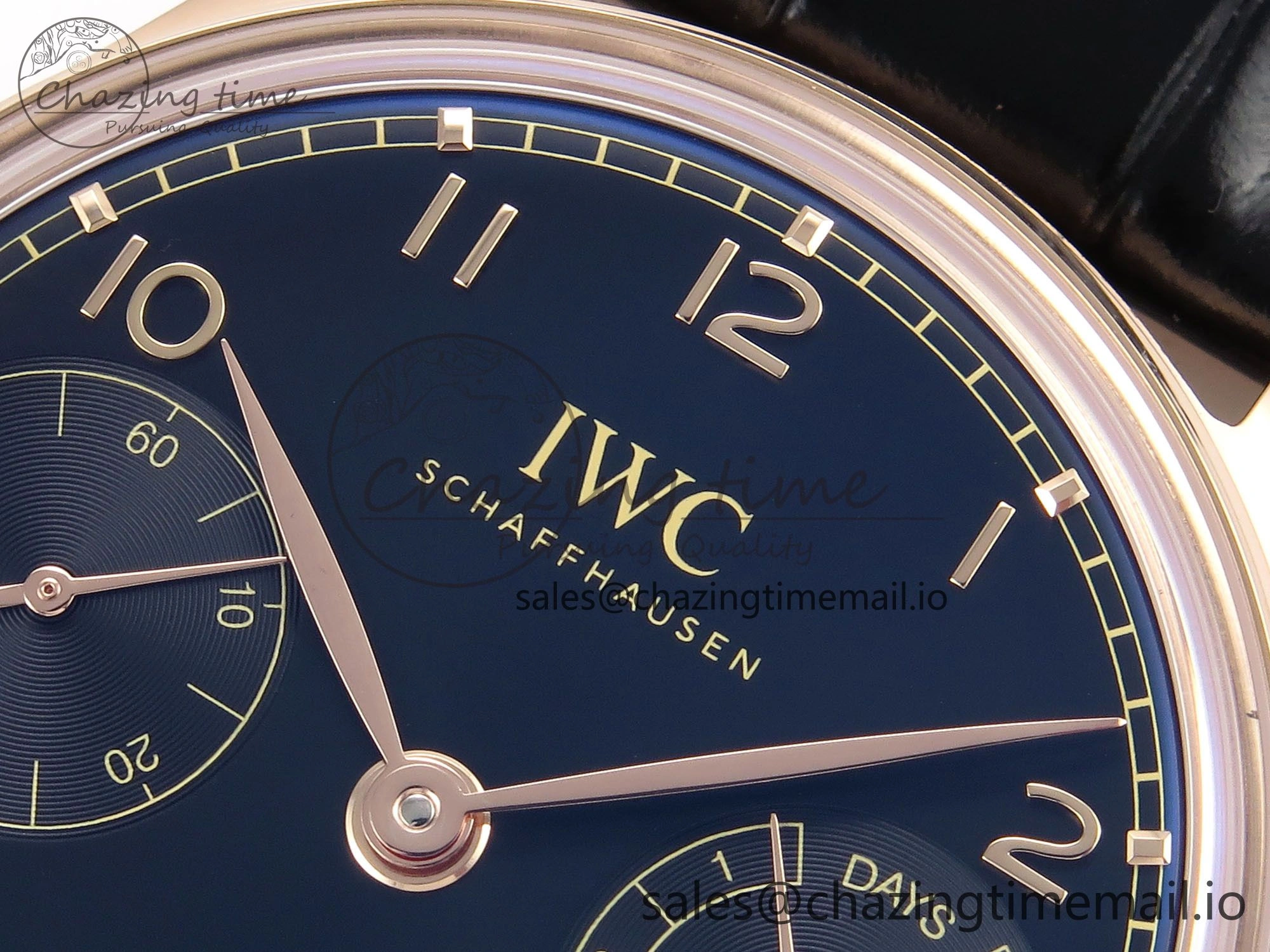 Portugieser Automatic 42mm RG APSF 1:1 Best Edition Black Dial on Black Leather Strap A52010