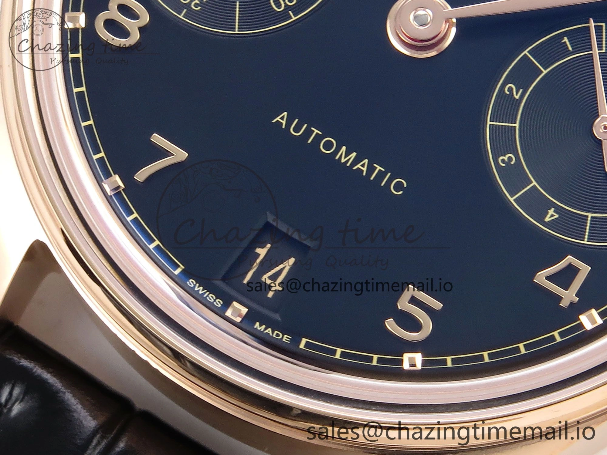 Portugieser Automatic 42mm RG APSF 1:1 Best Edition Black Dial on Black Leather Strap A52010