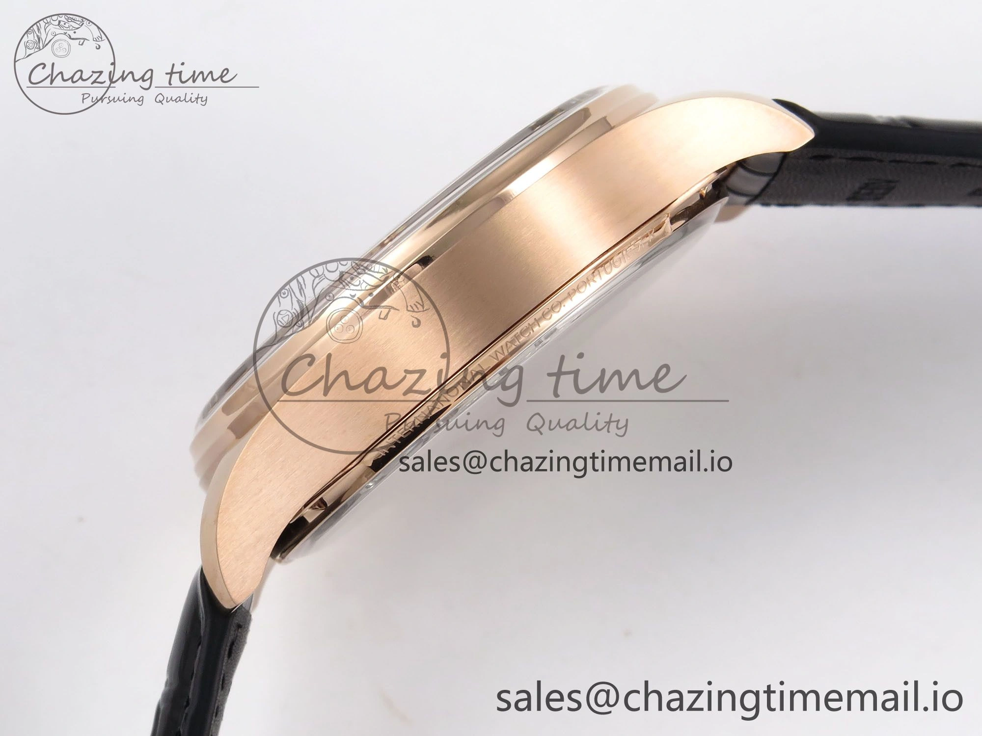 Portugieser Automatic 42mm RG APSF 1:1 Best Edition Black Dial on Black Leather Strap A52010