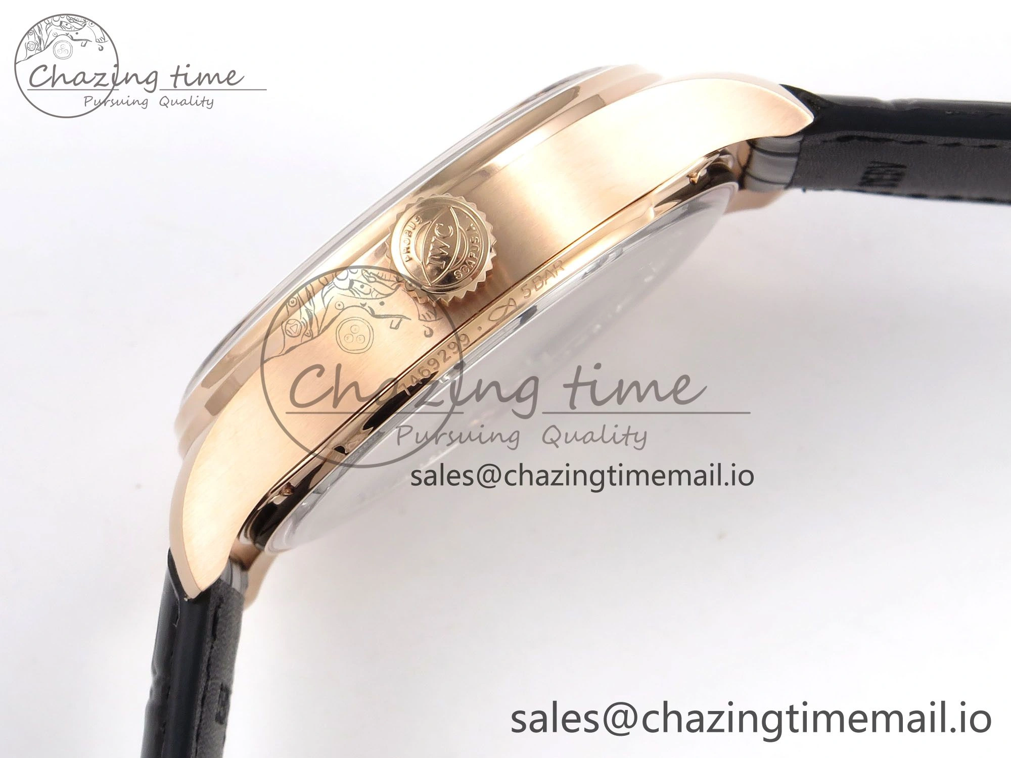 Portugieser Automatic 42mm RG APSF 1:1 Best Edition Black Dial on Black Leather Strap A52010