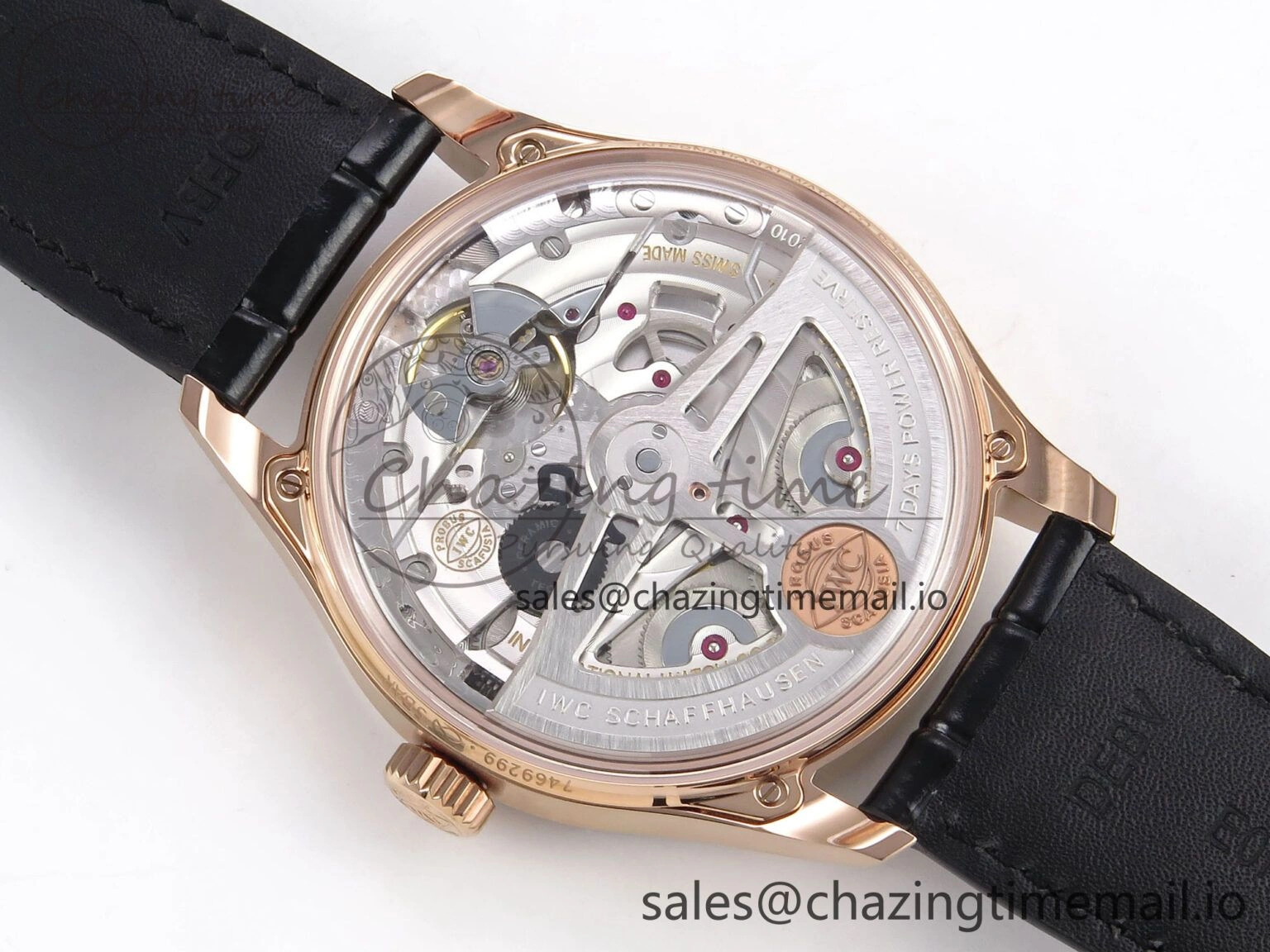 Portugieser Automatic 42mm RG APSF 1:1 Best Edition Black Dial on Black Leather Strap A52010