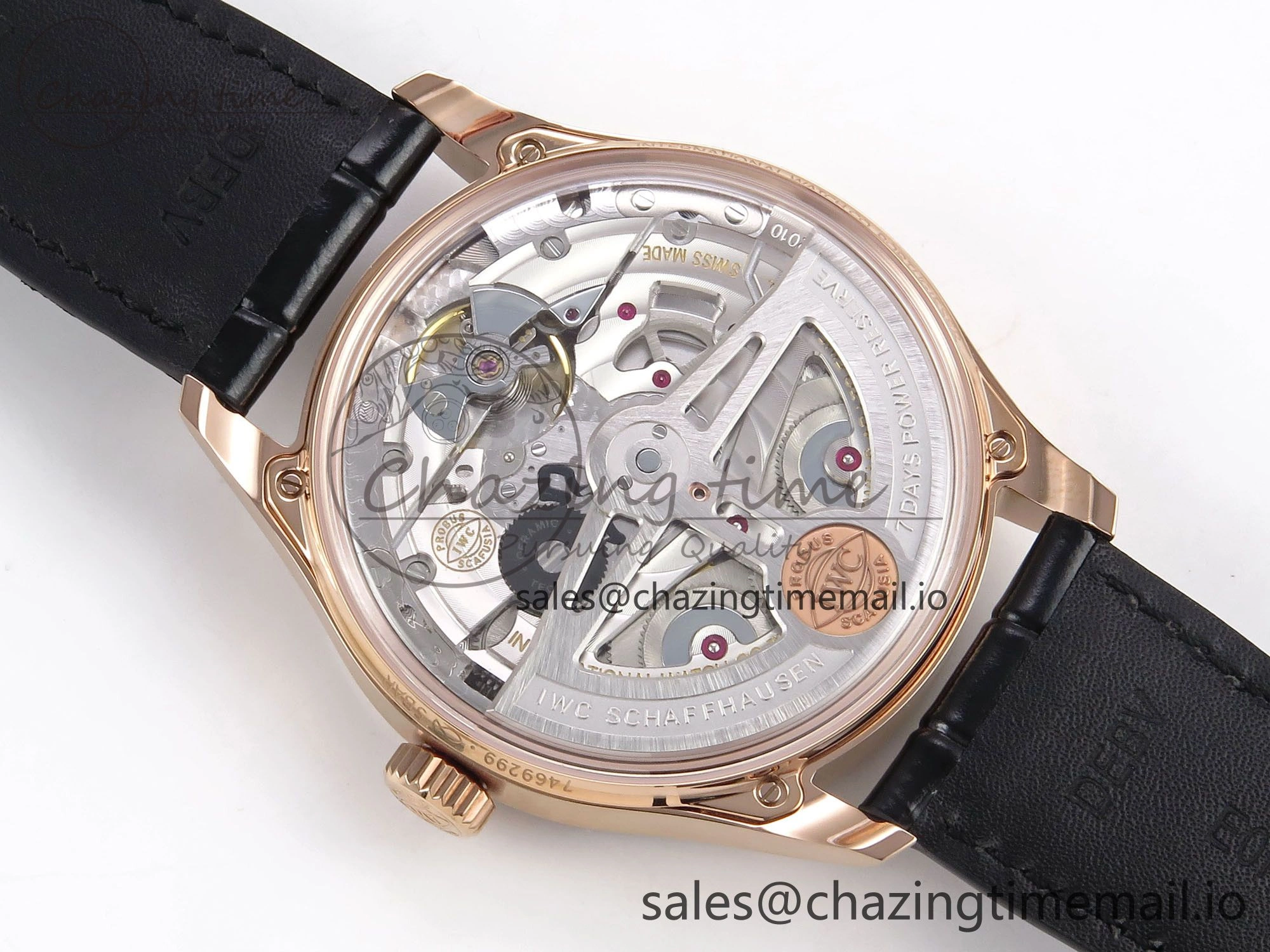 Portugieser Automatic 42mm RG APSF 1:1 Best Edition Black Dial on Black Leather Strap A52010