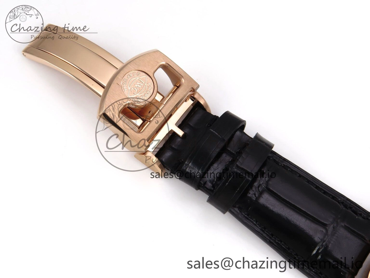 Portugieser Automatic 42mm RG APSF 1:1 Best Edition Black Dial on Black Leather Strap A52010