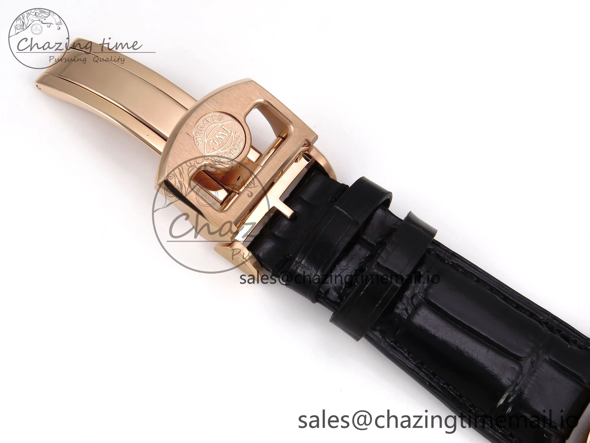 Portugieser Automatic 42mm RG APSF 1:1 Best Edition Black Dial on Black Leather Strap A52010