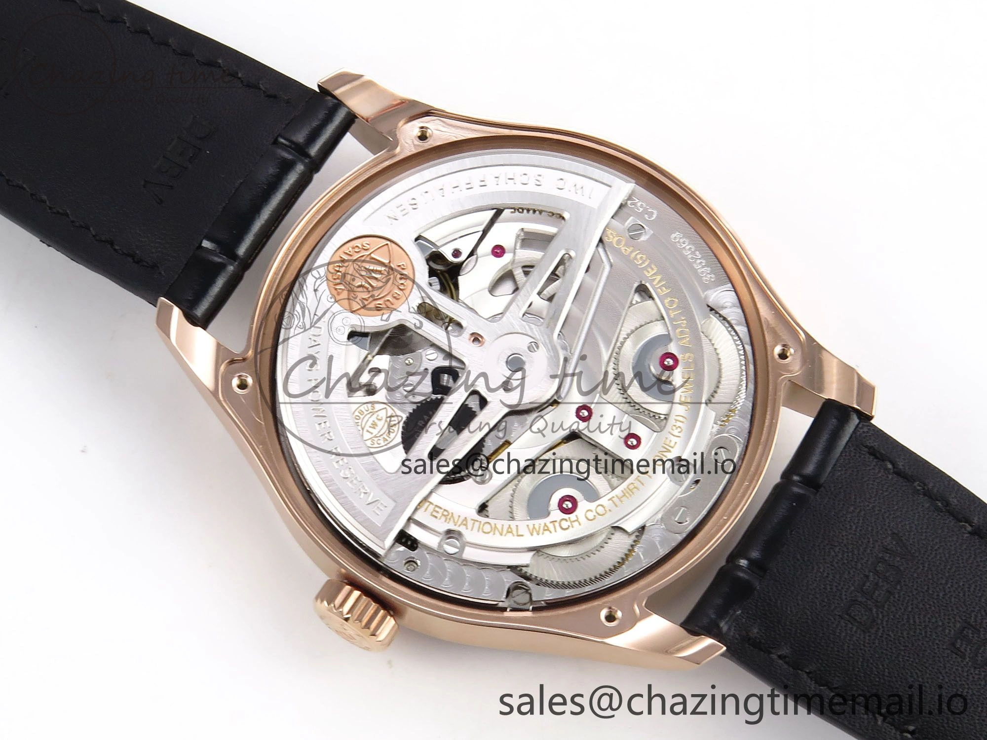 Portugieser Automatic 42mm RG APSF 1:1 Best Edition Black Dial on Black Leather Strap A52010