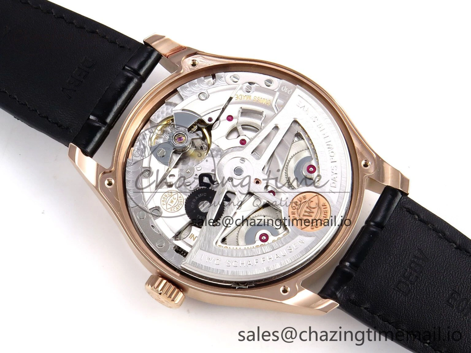 Portugieser Automatic 42mm RG APSF 1:1 Best Edition Black Dial on Black Leather Strap A52010