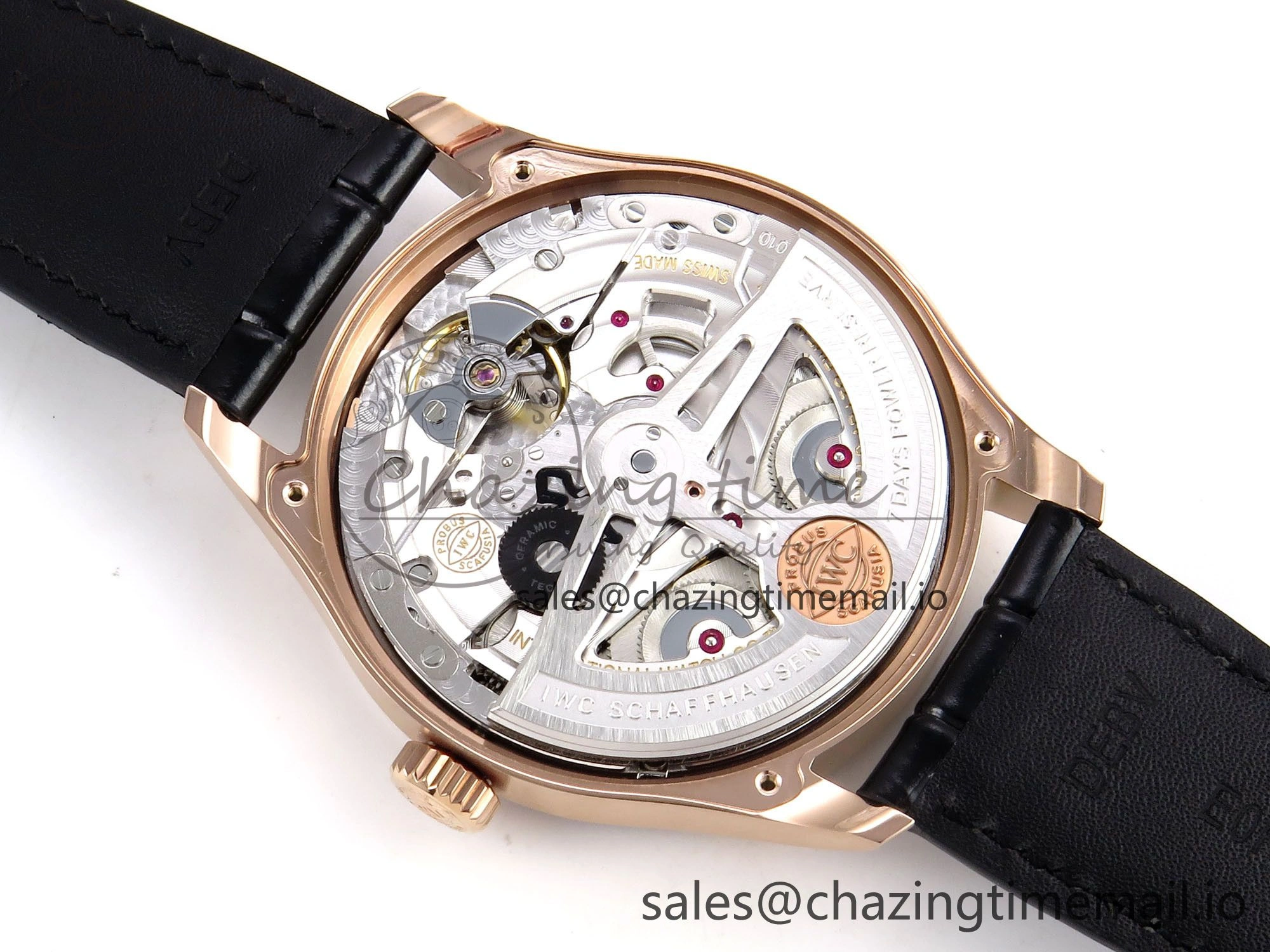 Portugieser Automatic 42mm RG APSF 1:1 Best Edition Black Dial on Black Leather Strap A52010