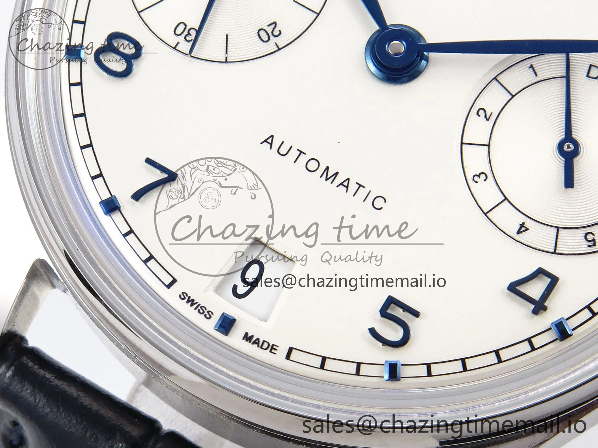 Portugieser Automatic 42mm SS APSF 1:1 Best Edition White Dial Blue Marker on Blue Leather Strap A52010