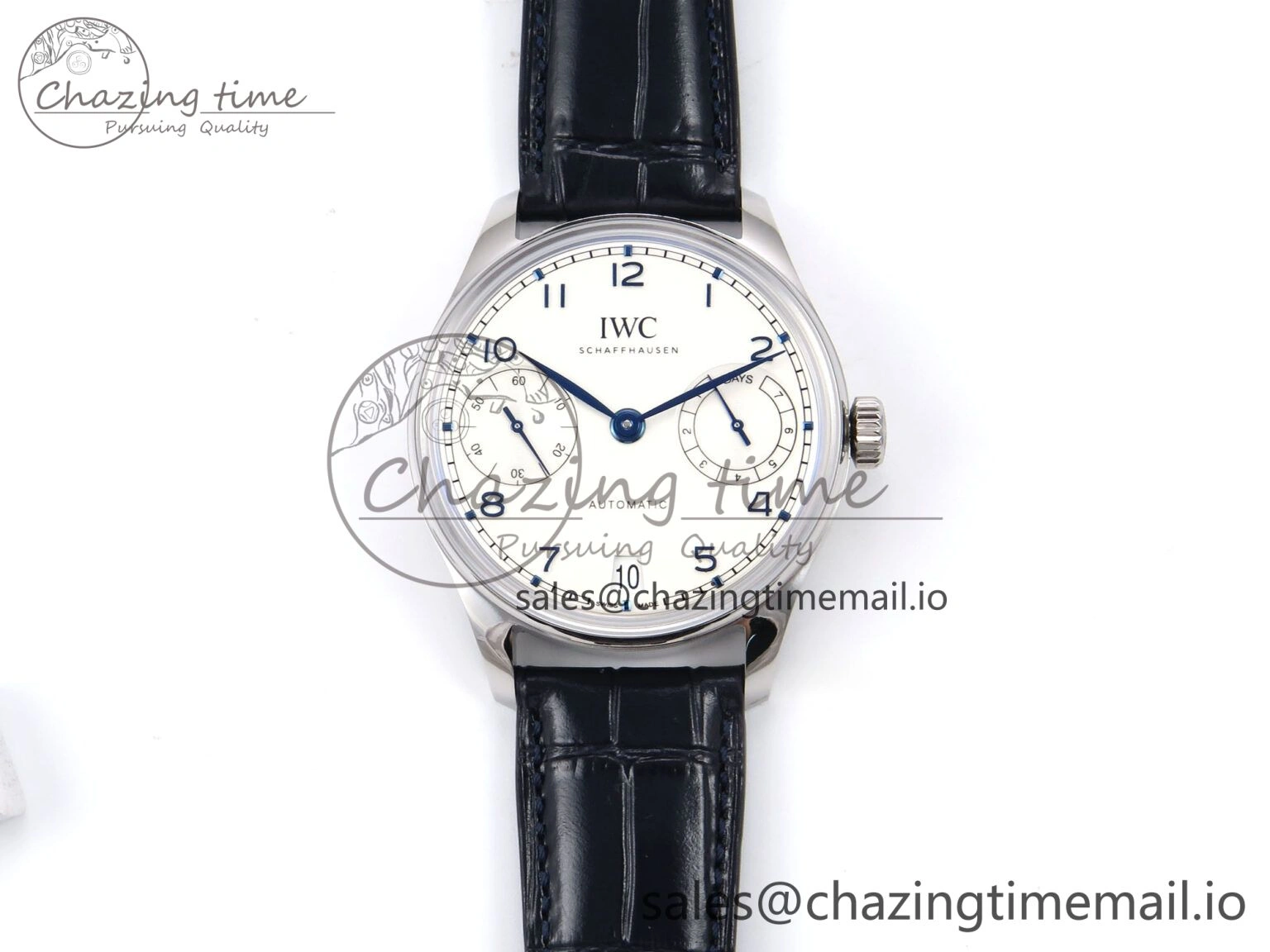 Portugieser Automatic 42mm SS APSF 1:1 Best Edition White Dial Blue Marker on Blue Leather Strap A52010