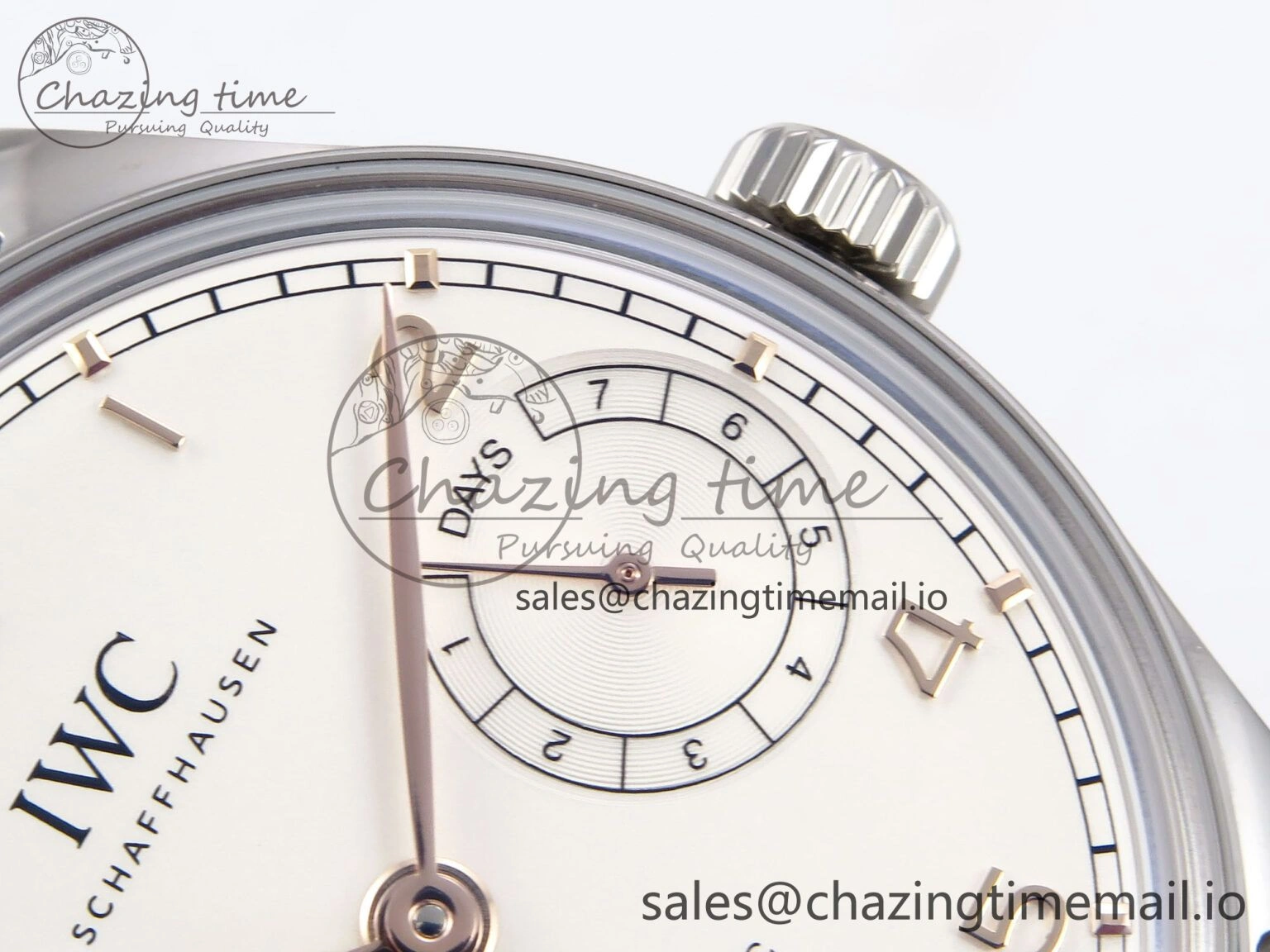 Portugieser Automatic 42mm SS APSF 1:1 Best Edition White RG Dial on Black Leather Strap A52011