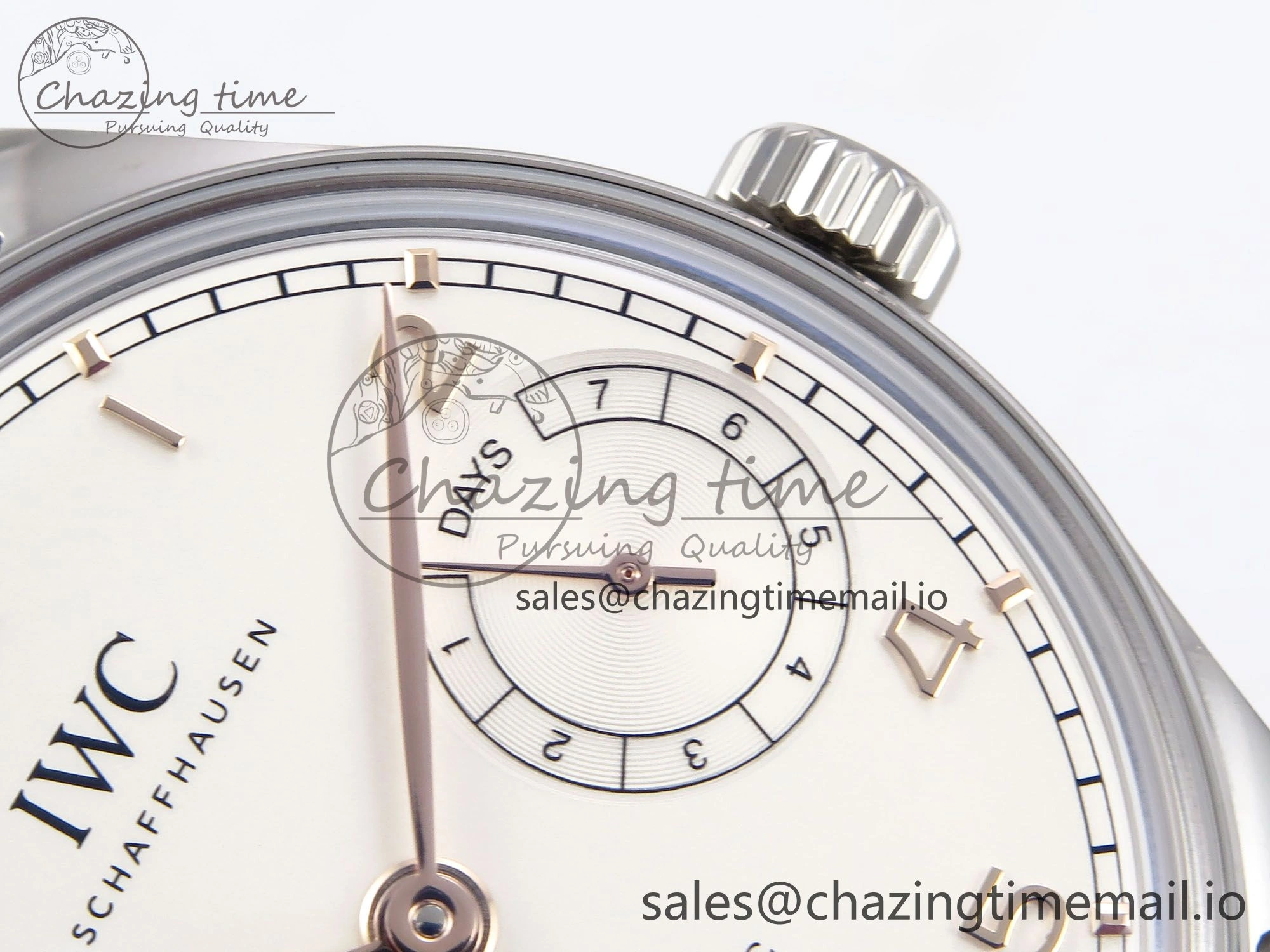 Portugieser Automatic 42mm SS APSF 1:1 Best Edition White RG Dial on Black Leather Strap A52011
