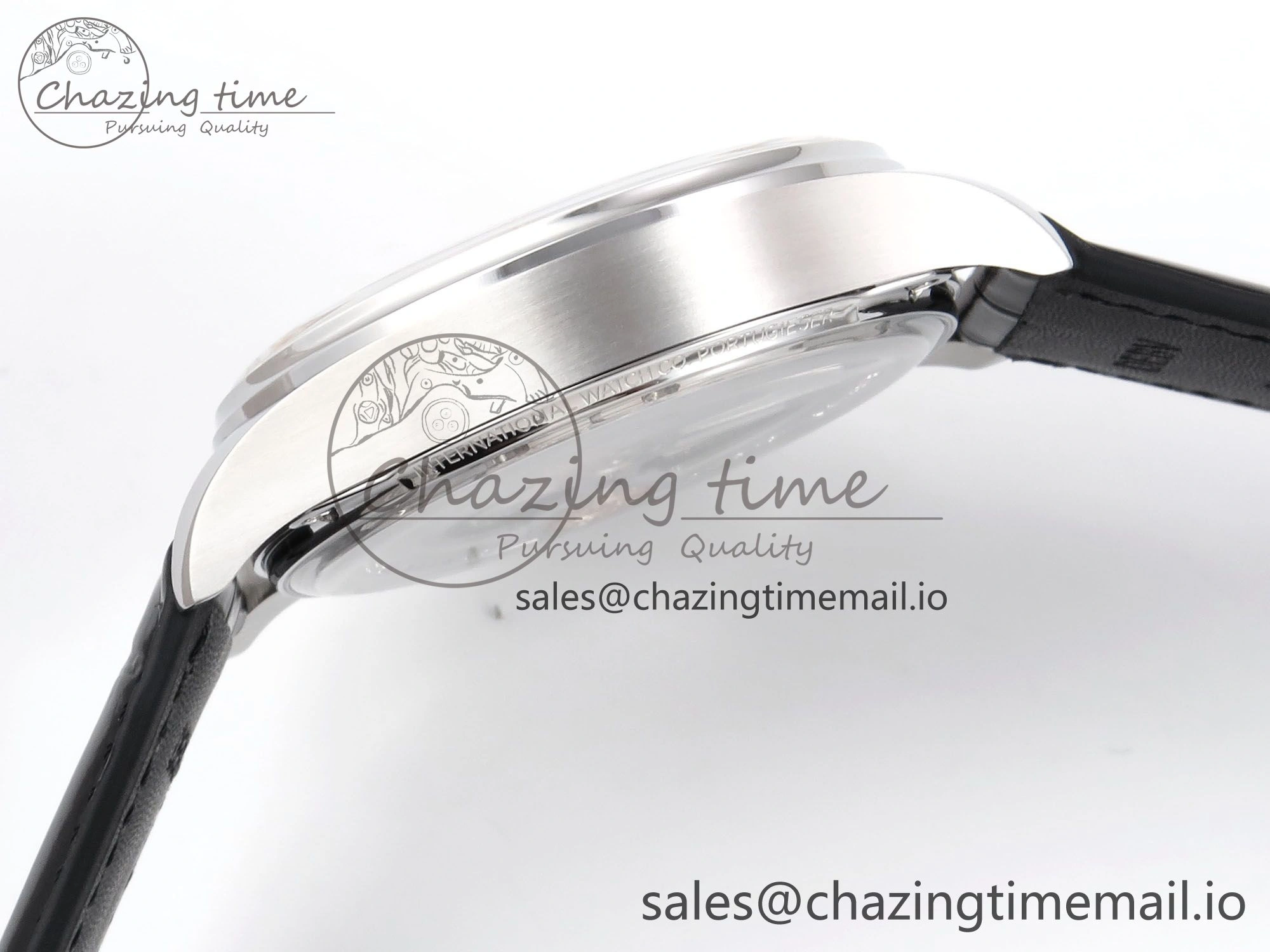 Portugieser Automatic 42mm SS APSF 1:1 Best Edition White RG Dial on Black Leather Strap A52011