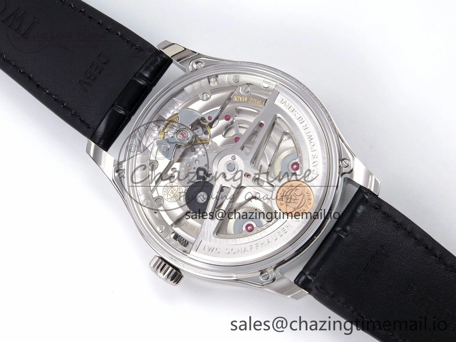 Portugieser Automatic 42mm SS APSF 1:1 Best Edition White RG Dial on Black Leather Strap A52011