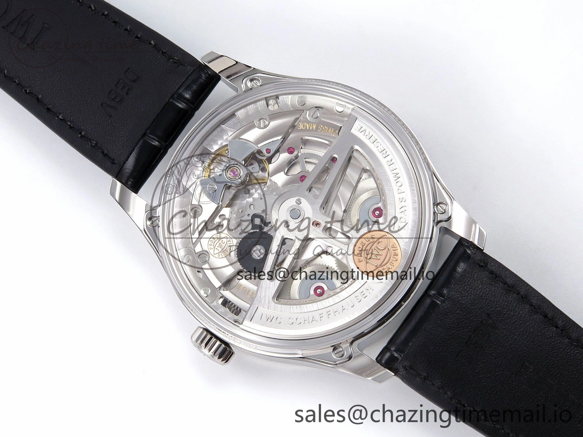 Portugieser Automatic 42mm SS APSF 1:1 Best Edition White RG Dial on Black Leather Strap A52011