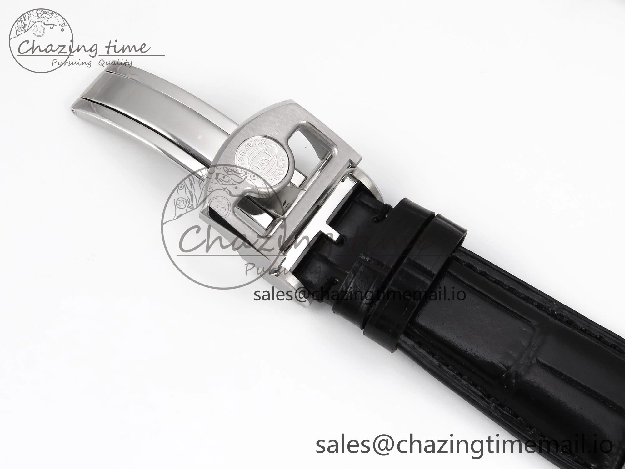 Portugieser Automatic 42mm SS APSF 1:1 Best Edition White RG Dial on Black Leather Strap A52011